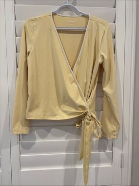 wild fable Pale Yellow Wrap Tie Blouse